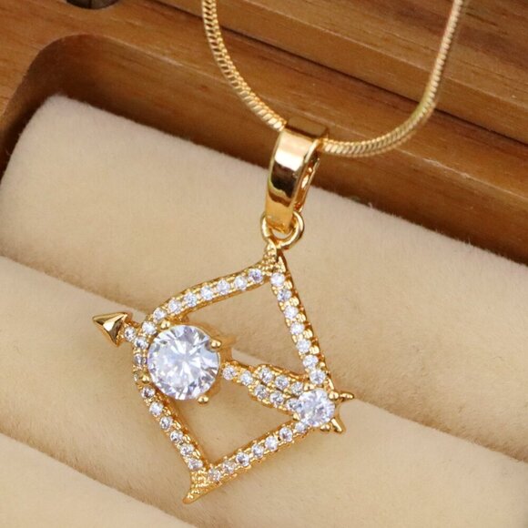 "Rose Gold Sagittarius Arrow Pendant with Sparkling CZ Detailing, XPPT1547 - Picture 1 of 11